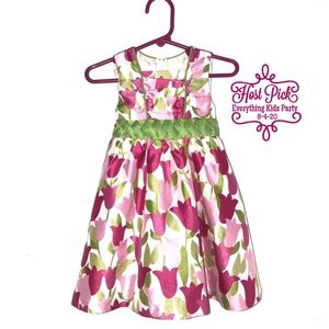 RARE EDITION Pink Green Tulip Dress Crinoline Slip EUC